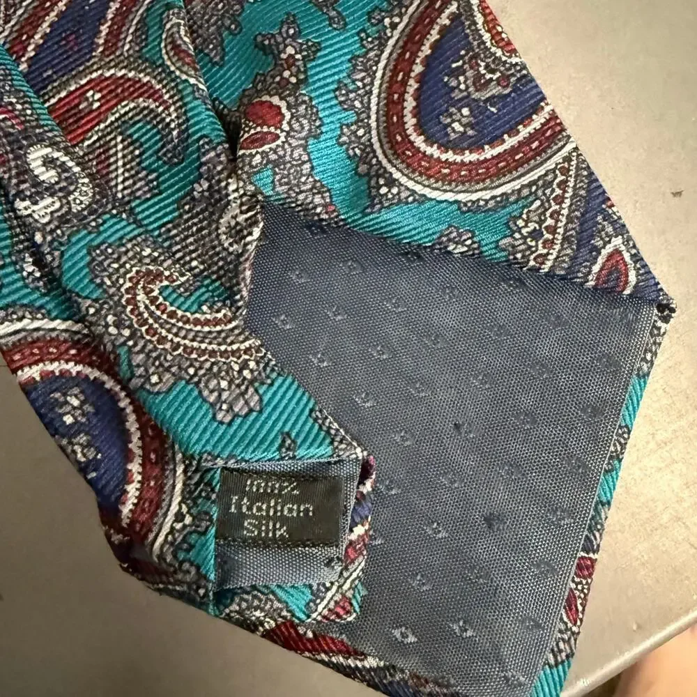 Vintage Halston 100% Italian Silk Paisley Tie